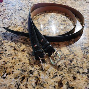 2 Tommy Hilfiger Black Leather Mens Belts. Slightly Worn. Size 42